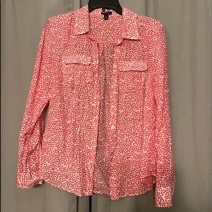 Ann Taylor cotton and silk pink dot shirt size 2